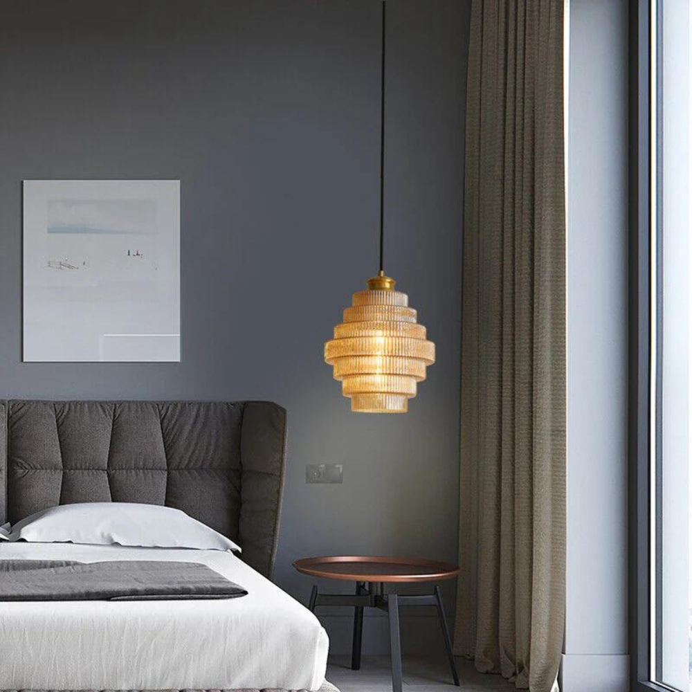 Vintage Glass Pendant Light with Brass Finish – Stylish Lighting for Kitchen or Dining Areas 2
