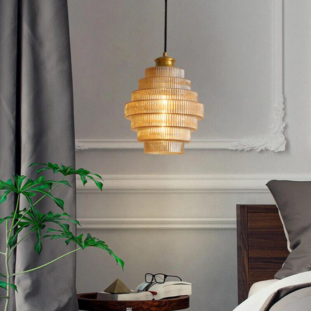 Vintage Glass Pendant Light with Brass Finish – Stylish Lighting for Kitchen or Dining Areas 3