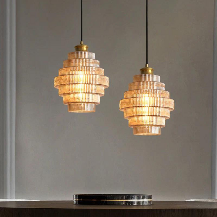 Vintage Glass Pendant Light with Brass Finish – Stylish Lighting for Kitchen or Dining Areas 4