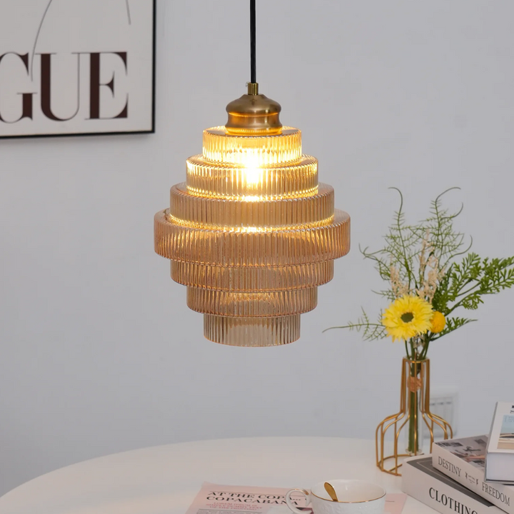 Vintage Glass Pendant Light with Brass Finish – Stylish Lighting for Kitchen or Dining Areas 7