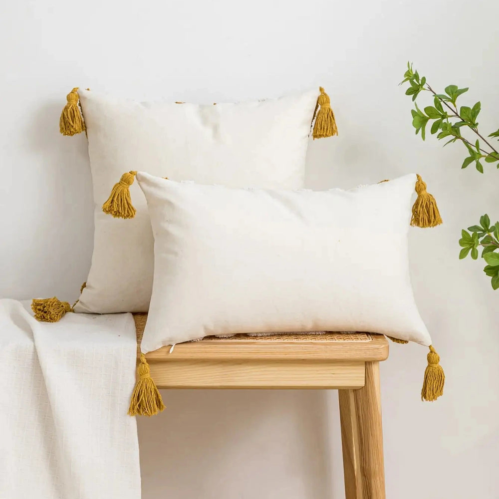 Yellow Geometric Arc Pattern Pillow Cover – Bohemian Decor for Living Room or Bedroom 1