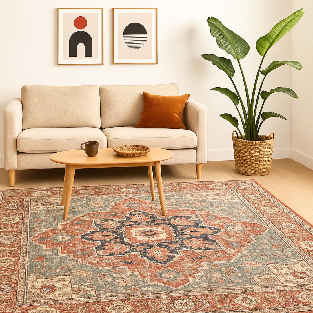 Zarrah Persian Style Washable Area Rug – Timeless Bohemian Design for Living Room or Bedroom 1
