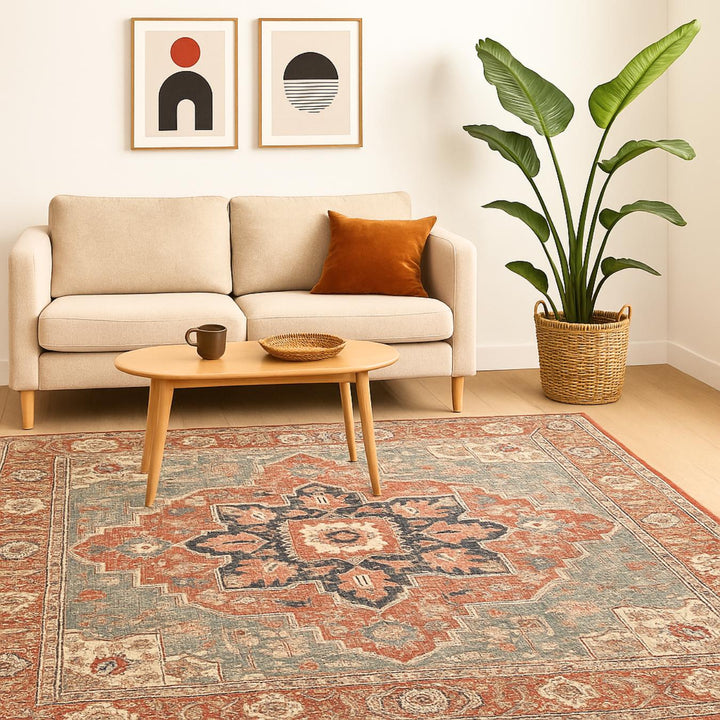 Zarrah Persian Style Washable Area Rug – Timeless Bohemian Design for Living Room or Bedroom 1