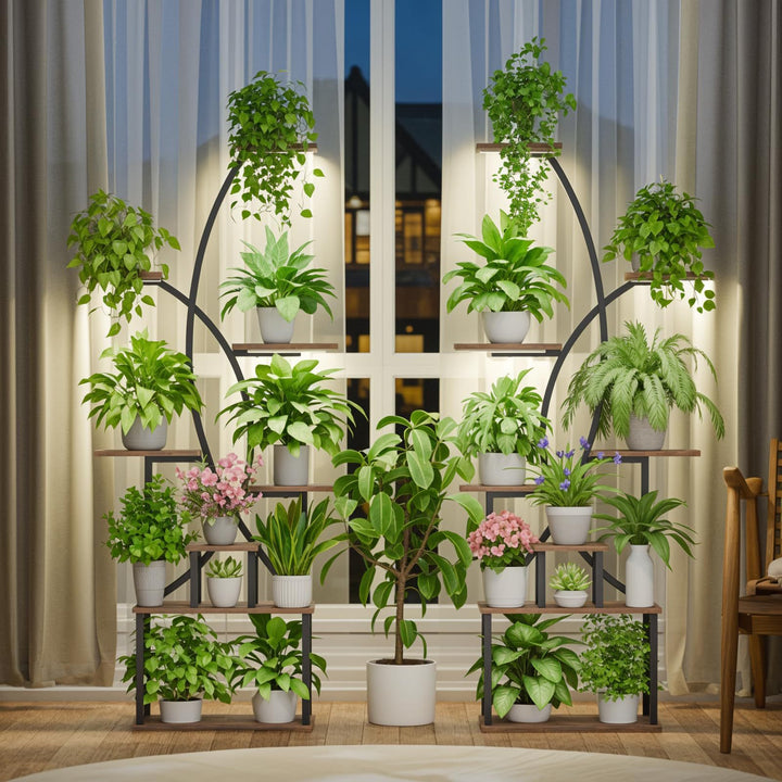 Tall Plant Stand with LED Grow Lights – Stylish Indoor Display for Greenery