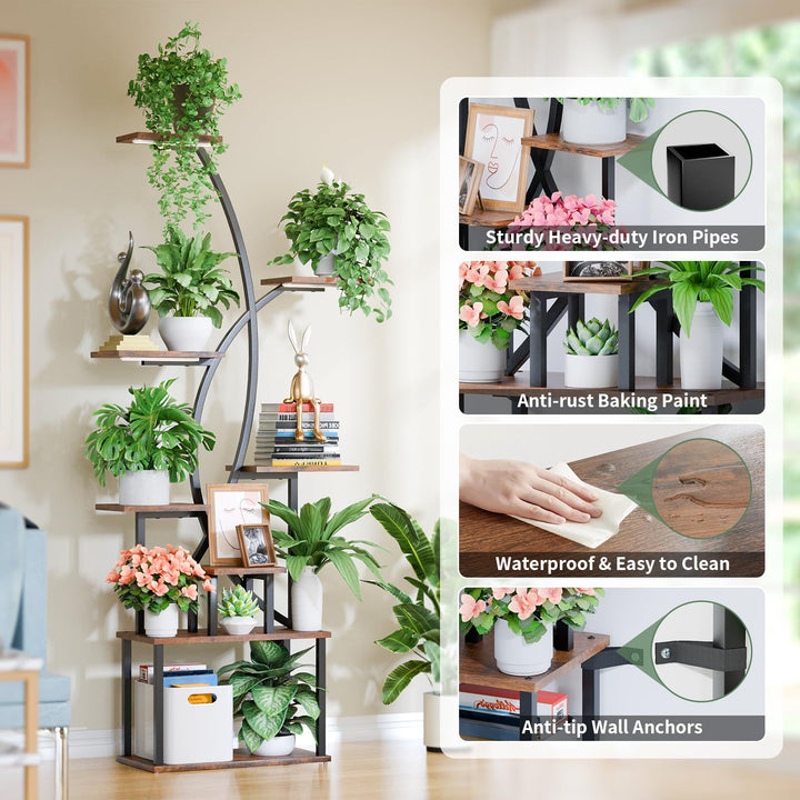 Tall Plant Stand with LED Grow Lights – Stylish Indoor Display for Greenery